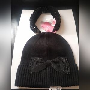 New Kate Spade Crossgrain Bow Beanie & Sequin Head Band. New With Tags
